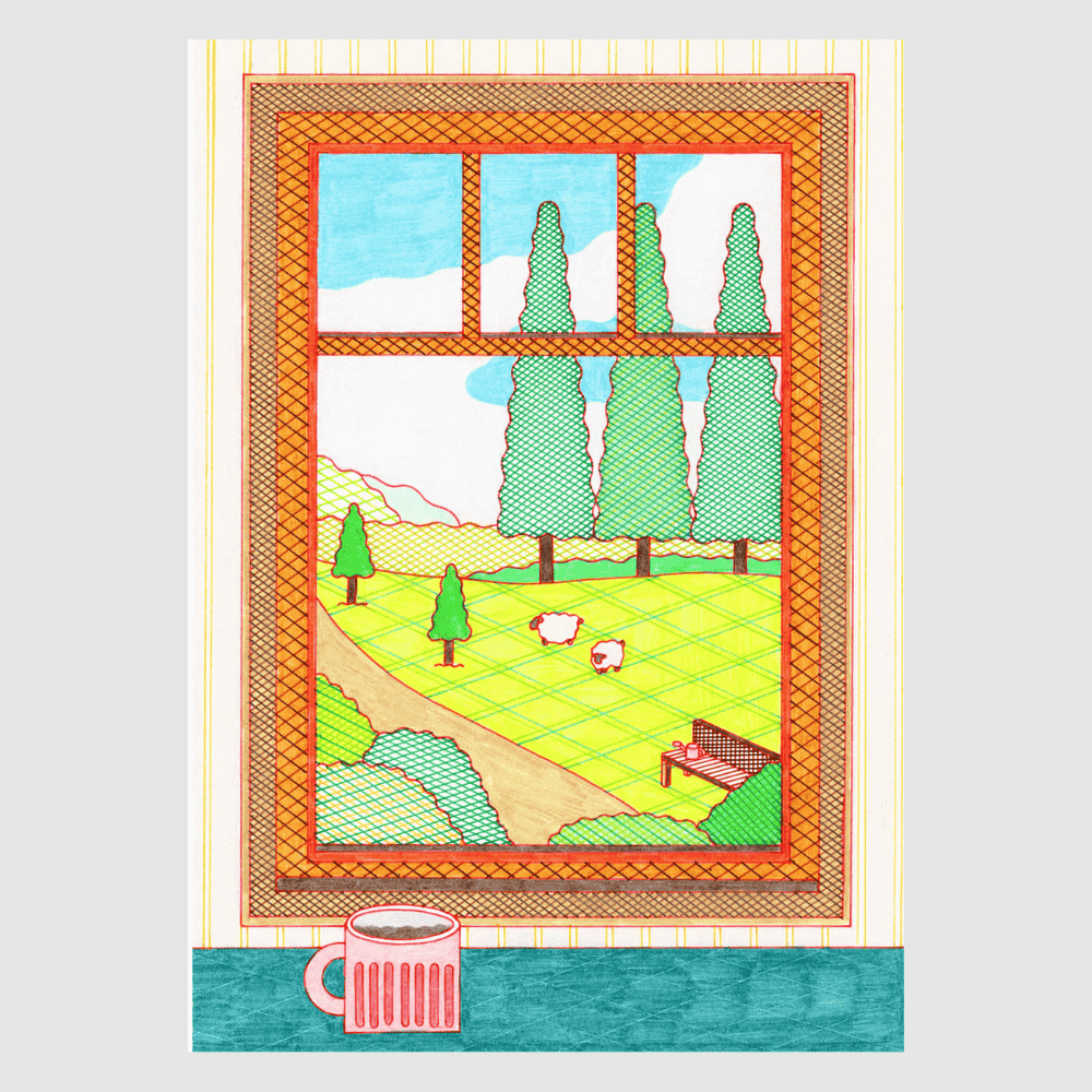View from the Window – calming Japanese art print by Sakie Suzuki