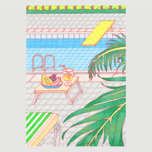 Vacation – vibrant summer-themed Japanese art print by Sakie Suzuki
