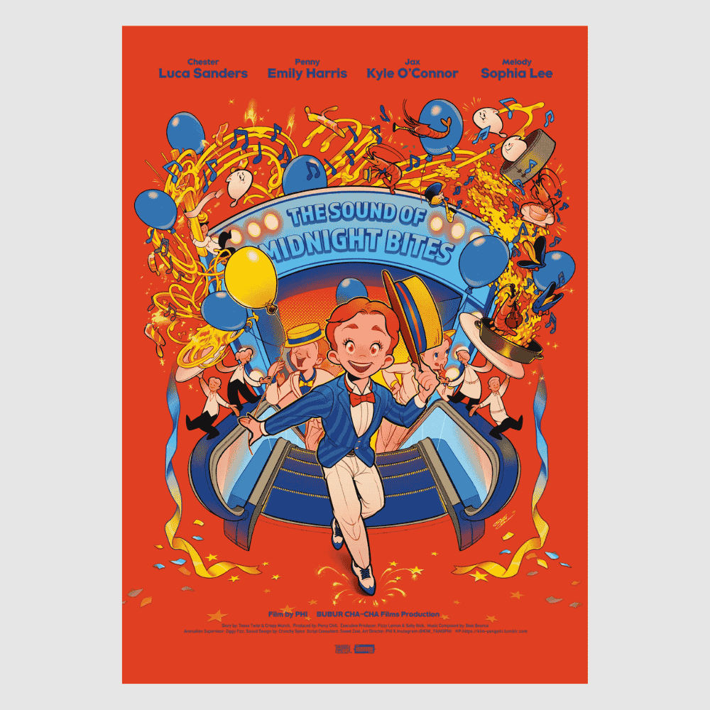 Dine like a star – vibrant musical-themed Japanese art print by PHI